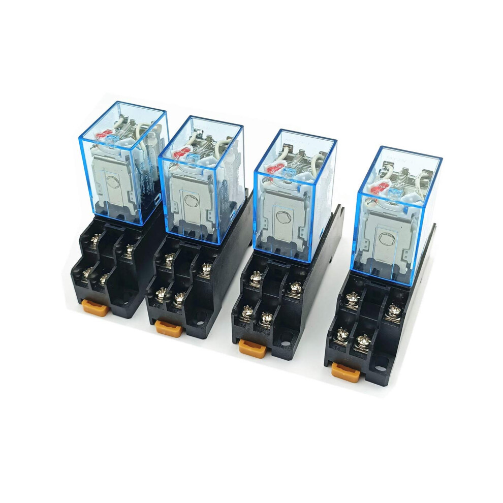Dpdt 8Pin Power Relay 5A 110/120V With Indicator Din Rail Mount Socket Base 4Pcs Red/Light 9001264034467