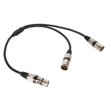 Gebalanceerde XLR-splitterkabel met volledig gegoten connectoren en hoogwaardige metalen afscherming voor betrouwbare signaaloverdracht tijdens live