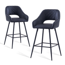 Set of 2 PU Leather Bar Stools Bar Chair Black