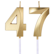 Gold Number Birthday Candles for Cake 47th and 74th Smokeless Wax Decoration Party Anniversary