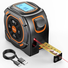 Laser Tape Measure 2in1, 197Ft Digital Laser Distance Meter, USBC Rechargeable, Precision for Woodworking and Construction, Black/Orange