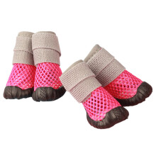 AntiSlip Pet Dog Shoes Hollowout Dog Outdoor-rose Red number 2