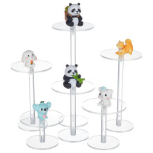6 Pcs Clear Acrylic Miniatures Display Stand Set with Multi Height Combat Risers for Tabletop RPG