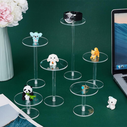 6 Pcs Clear Acrylic Miniatures Display Stand Set with Multi Height Combat Risers for Tabletop RPG 2