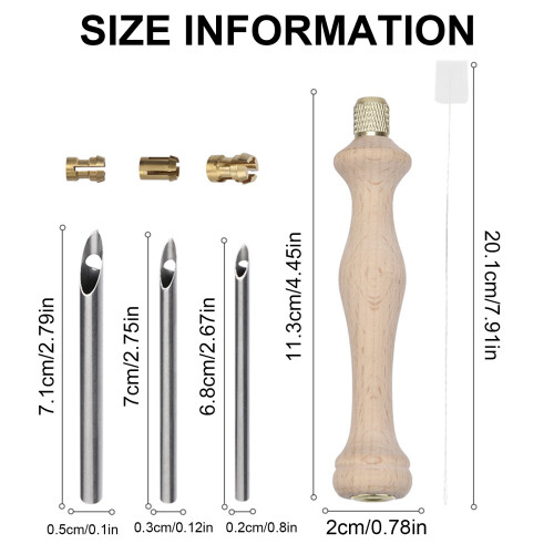 Practical Embroidery Needle Punch 2/3.5/5mm Needle Pen Wood 2