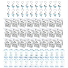 24Pcs Wing Keychains with Organza Bags Elegant Wing-Blue