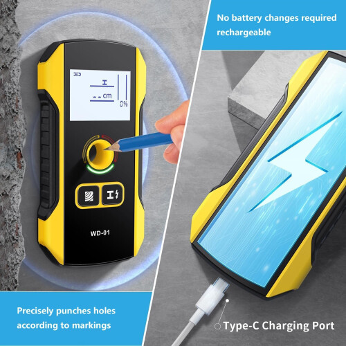 6in1 Wall Scanner Stud Finder with Precision Centering, LCD Display, Rechargeable Battery 1
