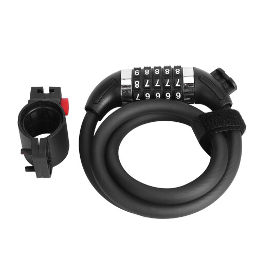 Antivol de vélo multifonction à combinaison, code réinitialisable à 5 chiffres, robuste, anti-perçage, anti-effraction, résistant aux