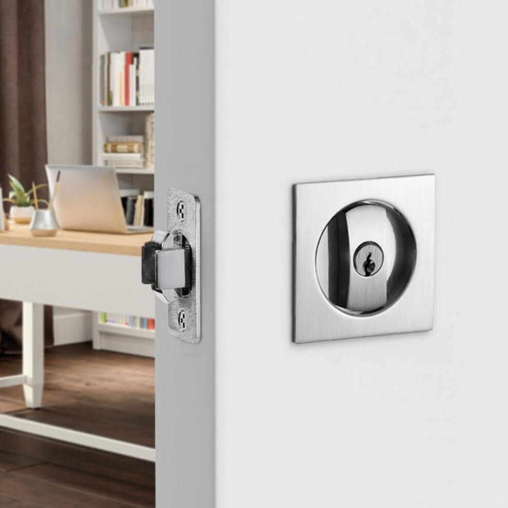 Pocket Door Lock With Key, Zinc Alloy Flush Sliding Door Latch For Bathroom Or Bedroom 9119770766281
