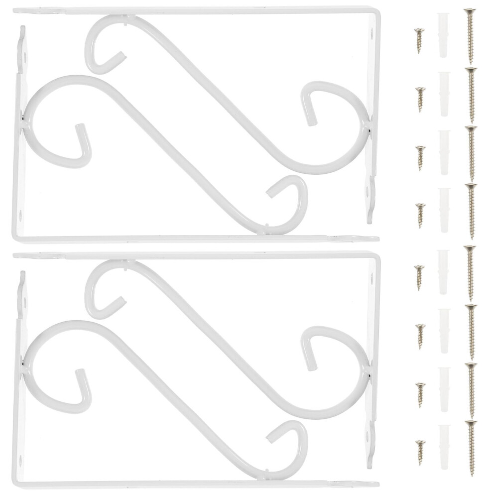 4Pcs White Iron Wall Shelf Brackets 20Cm Vintage Floral Triangle Design With Screws 9001264035693