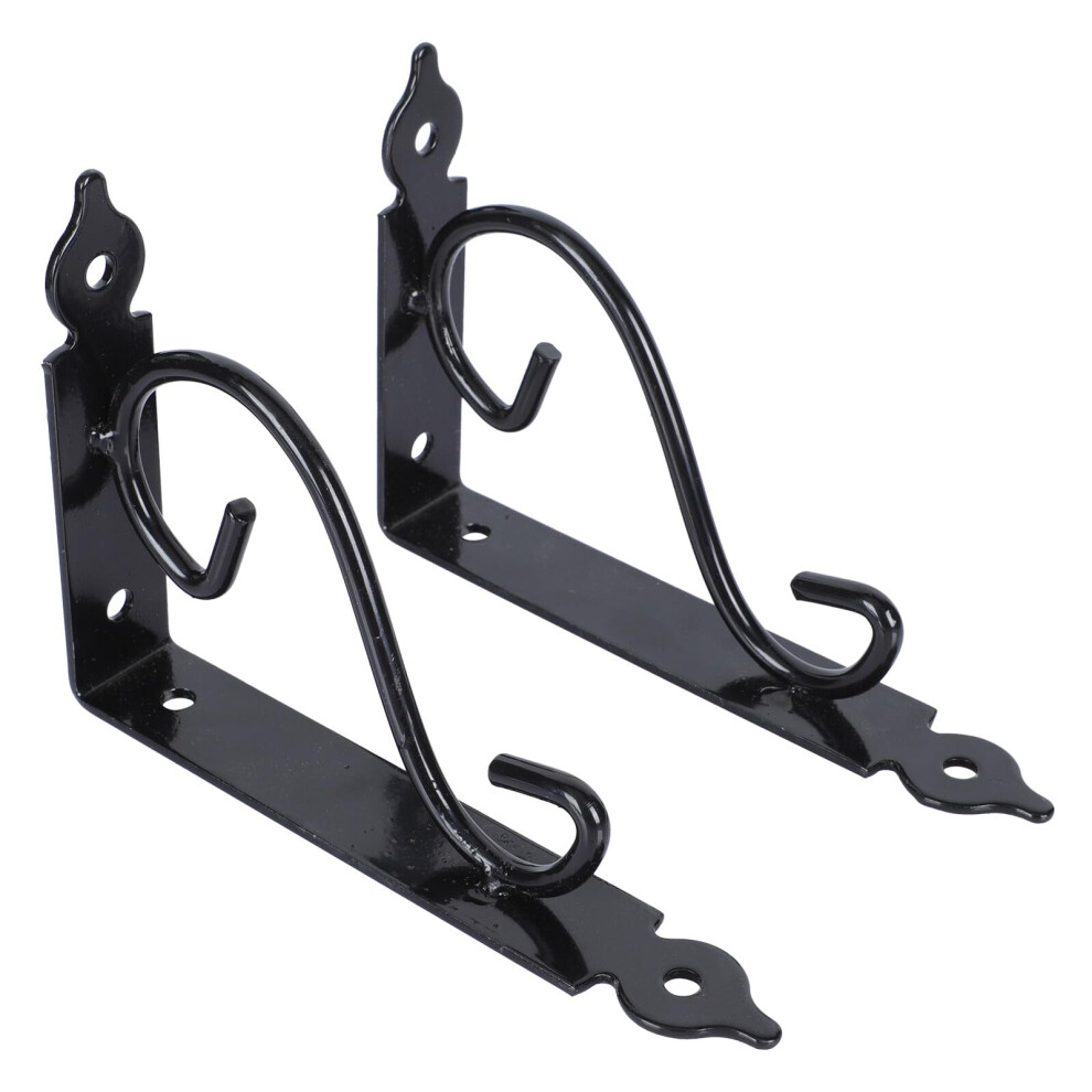 2Pcs Heavy Duty Black Iron Floating Shelf Brackets Wall Mount Triangle Supports For Storage And Display 9426802867671