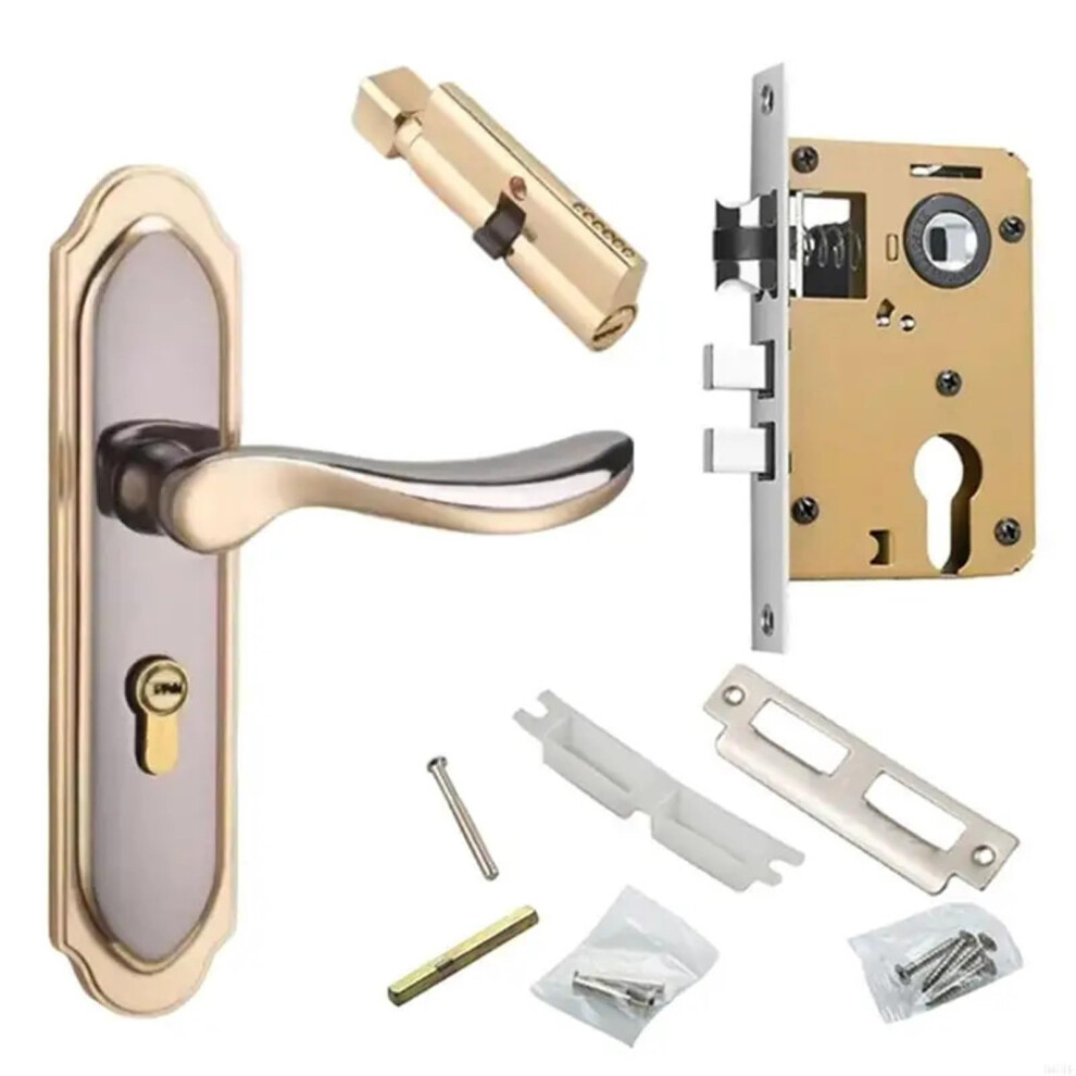Security Door Handle Lock With Keyed Entry Lever, Stainless Steel, Waterproof And Rustproof, Gold 9119770766519