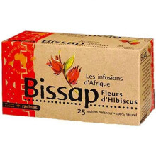 Hibiskusblütenaufguss (Bissap) für eine hochwertige Lebensmittelhandlung. 25 Beutel