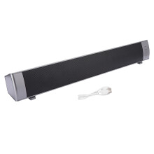 Mini soundbar stereo alimentata tramite USB per PC, altoparlante multimodale con microfono integrato, telecomando touch e design salvaspazio per