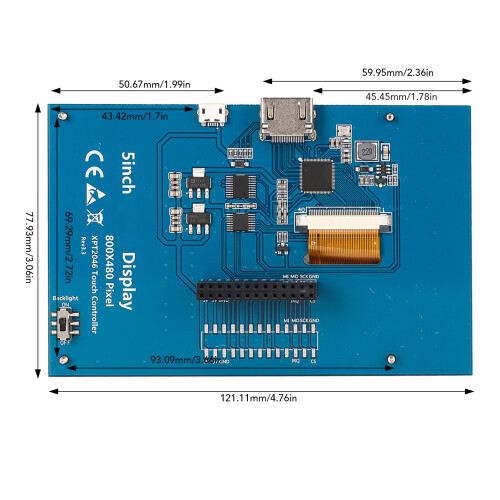 Οθόνη αφής HDMI 5 ιντσών για Raspberry Pi2B+ 3B4B Wide Συμβατότητα συστήματος Απρόσκοπτη