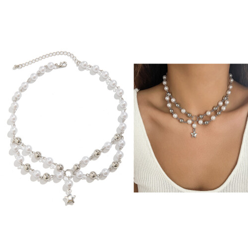Edgy Multilayer Star Pendant Necklace Adjustable Length-6 1