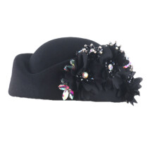 Strass bloem stewardess hoed Teaparty Fascinator hoed voor-Zwart