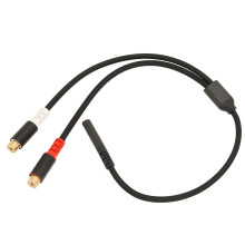 Kannettava stereoäänisovitinkaapeli, helposti kannettava, 3,5 mm:n naaras - 2 RCA-uros, HiFi-ääni, kullattu, laajalti yhteensopiva,