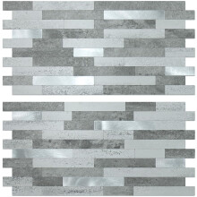 20 Sheets Grey Slate Peel and Stick Backsplash, Faux Stone PVC Wall Tiles for Kitchen and Bathroom