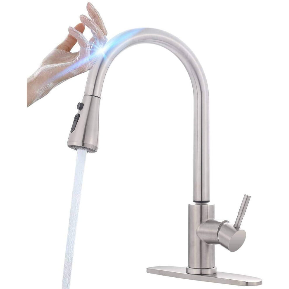 Touch Kitchen Faucet With Pull Down Sprayer, Brushed Stainless Steel, 3 Mode, 360 Swivel Spout 9189345622496