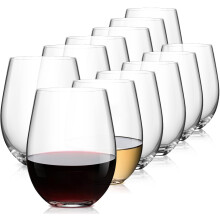 Stemless Wine Glasses Set of 12, 18 oz Crystal Clear Dishwasher Safe Glasses for Red and White Wine