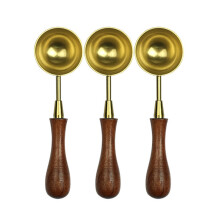 3 stks/set Wax Sealing Smeltende Lepel met Houten-Goud kort hout
