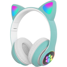 Écouteurs Bluetooth oreilles de chat pour enfants, design unique avec lumières LED et protection auditive, pliables et réglables pour l'école et