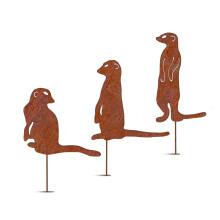 Statues de jardin en métal, animaux rouillés,-3 suricates