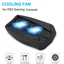Stazione di raffreddamento per console PS5, dock di ricarica per doppio controller, aste di collegamento, prese d'aria, ventole di raffreddamento