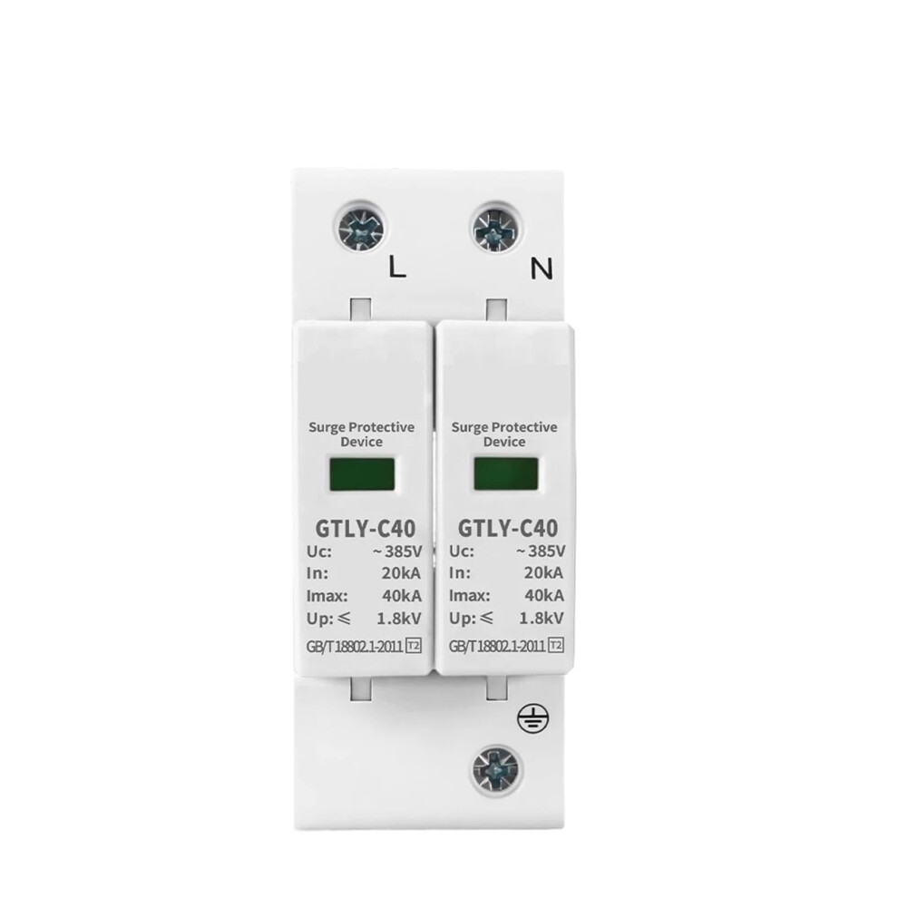 2P 220V Surge Protector 385V 60Ka Dual Pole Surge Arrester For Solar Photovoltaic Systems 9426802870053