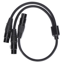 XLR Y-splitterkabel, vrouwelijk naar dubbel mannelijk, signaalsplitterkabel, ruisafscherming, drievoudig afgeschermde kabel voor studio- en