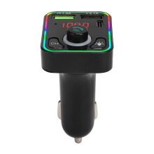 FM-Transmitter fürs Auto mit Bluetooth 5.0, kabelloser Verbindung, zwei USB-Ladeanschlüssen und vibrationsdämpfendem Gehäuse. Weitgehend