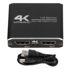 4K60fps HDMI-splitter1x2HDR-understøttelse af HDMI2.0, spejlskærm, EDID-styring, kompatibel med USB3.0, Xbox PS, Mac PC, TV, god kvalitet, god