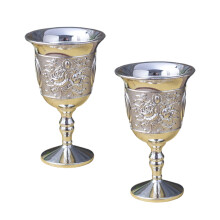 Pack of 2 Zinc Alloy Wine Glasses Elegant Dinnerware-silver