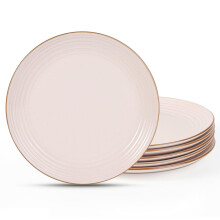 Stoneware Dinner Plates Set of 6, 10.5 Inch Light Pink, Microwave Dishwasher Safe, Scratch Resistant