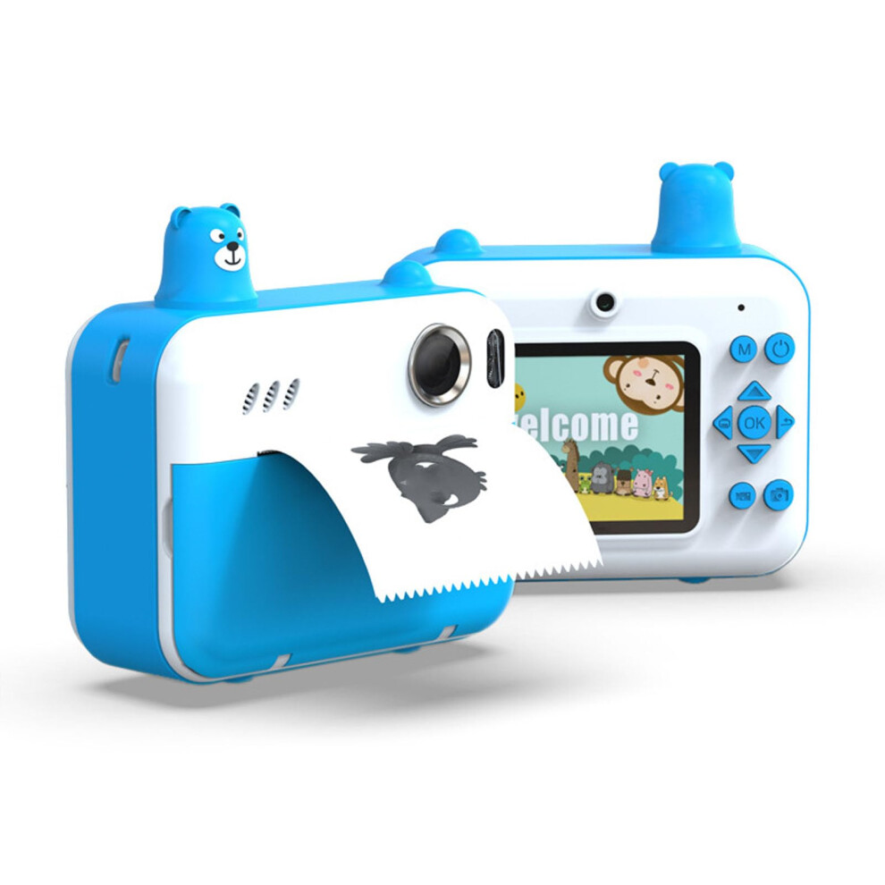 Instant Print Digital Camera 1080P 8Mp With 2.4 Inch Screen Dual Lenses Mp3 Player Sky Blue 9189345624131