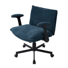 Chenille Upholstered Cross Legged Office Chair, Blue