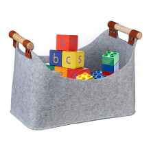 Large Felt Firewood Basket with Handles, Foldable Log Carrier Tote for Fireplace and Home Storage
