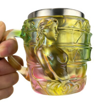 Tasse à poignée confortable en résine et acier inoxydable,-B