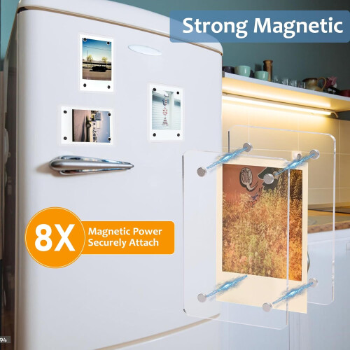 10 Pack Magnetic Acrylic Photo Frames for Fridge, Double Sided Display for Instax Mini 2