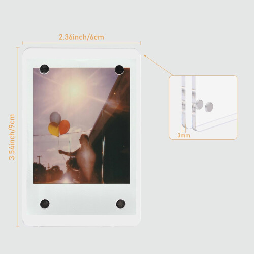 10 Pack Magnetic Acrylic Photo Frames for Fridge, Double Sided Display for Instax Mini 1