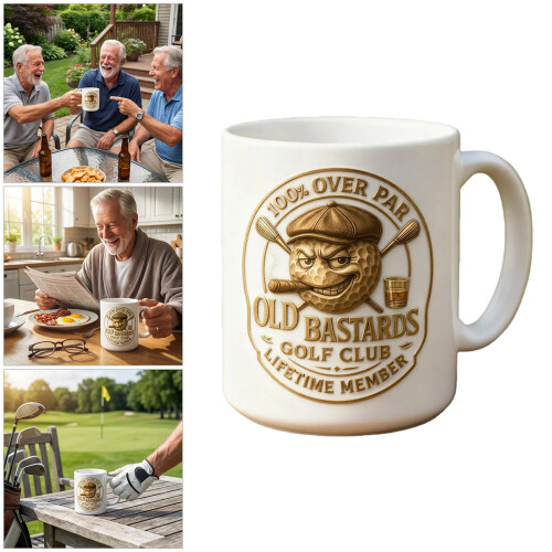 Humorous Golf Old Man Ceramics Coffee Mugs Large Capacity 1
