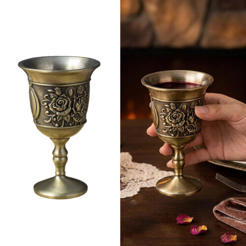 Pack of 2 Elegant Rose Branch Embossed Wine-ancient bronze 2