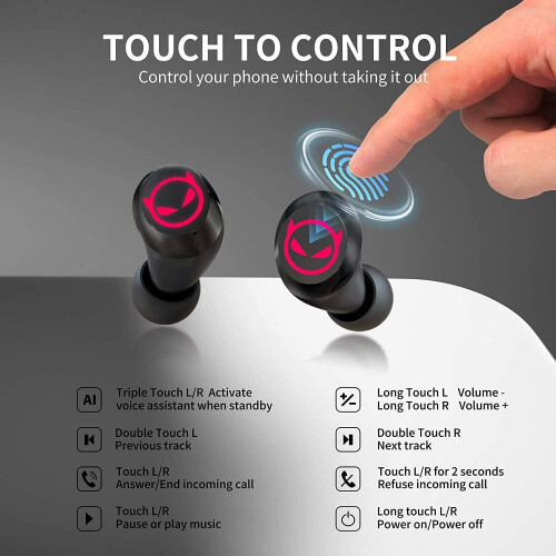Ακουστικά Bluetooth με έλεγχο αφής, εξατομικευμένο σχεδιασμό κινουμένων σχεδίων, 1