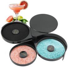 3Tier Margarita Salt Rimmer with Sponge, Black Cocktail Glass Rimmer Set for Bar and Home