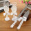 Wedding Champagne Flutes Set with Cake Knife and Server, Lace Bow Gift Box 1