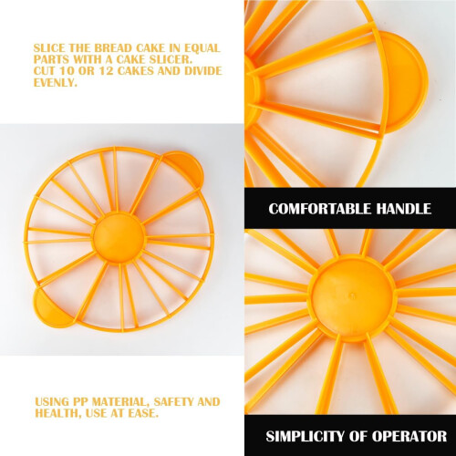 Cake Divider and Portion Cutter Tool with DualSided Guide for 10 or 12 Even Slices, Orange 1