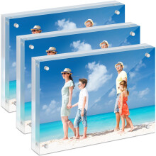 5x7 Acrylic Photo Frame Pack of 3, Double Thickness Clear Display Stand Modern Design