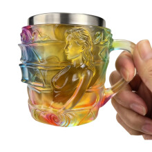 Glass Drinking Cup Leak Proof Resin and Stainless Steel Book-C