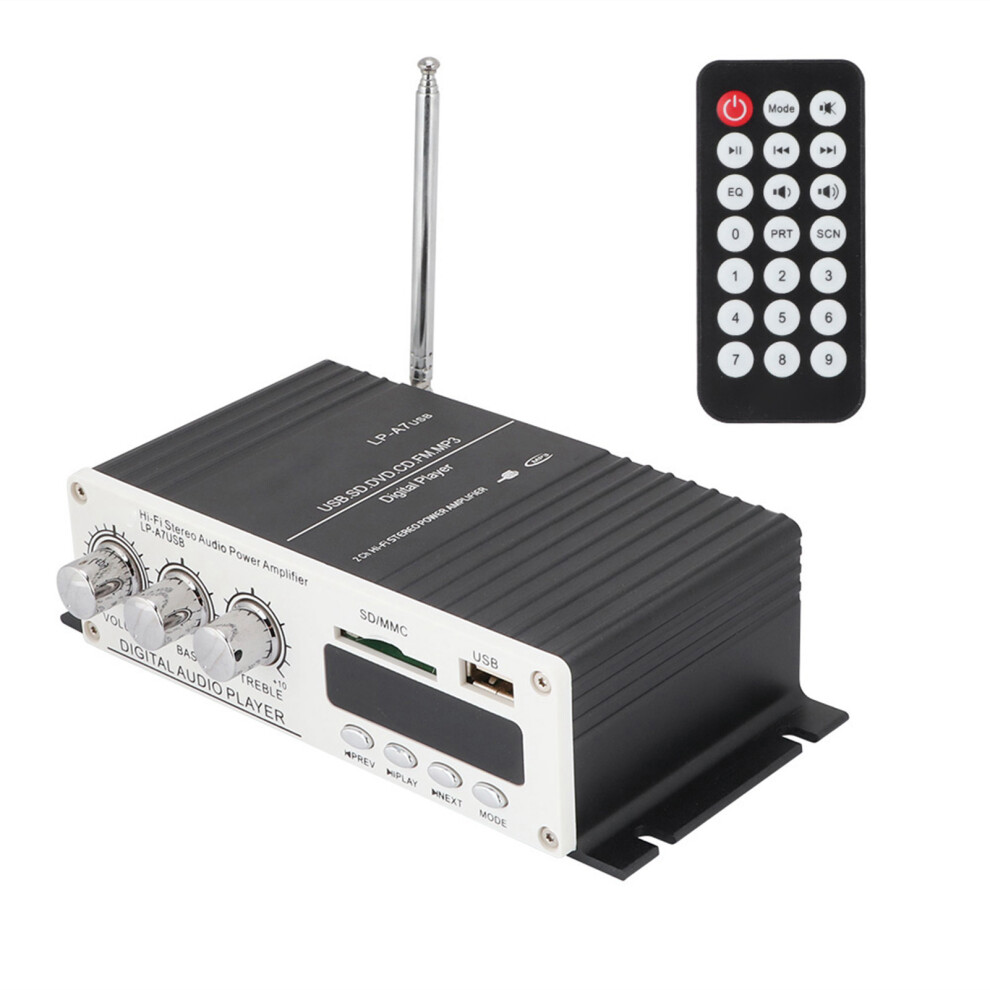 Audio Power Amplifier Portable Mini, Digital Stereo Amplifier With Aluminium Alloy Body Treble Bass Control Built-In FM Radio For Home Car Use, Good-image-OPC-PNRQTQP-NEW
